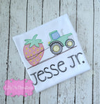 Personalized Strawberry Tractor Embroidered Boys Shirt