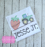 Personalized Strawberry Tractor Embroidered Boys Shirt