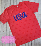 Sequin USA 4th Of July Applique Shirt - Ladies 4th of July Tee