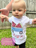 Watermelon Wagon Personalized Kids Shirt - Embroidered Summer Boys Shirt