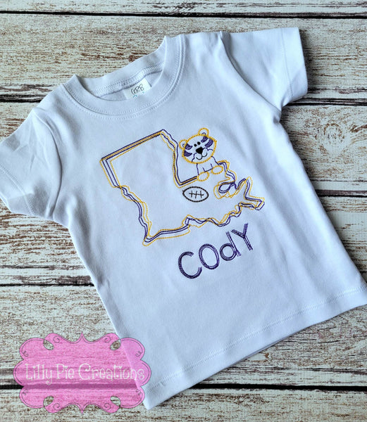 Louisiana Tiger Football Embroidered Kids Shirt – Lilly Pie Creations