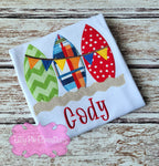 Summer Surf Board Applique Kids Shirt