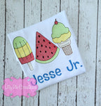 Summer Treats Trio Personalized Shirt - Summer Embroidered Shirt for Kids