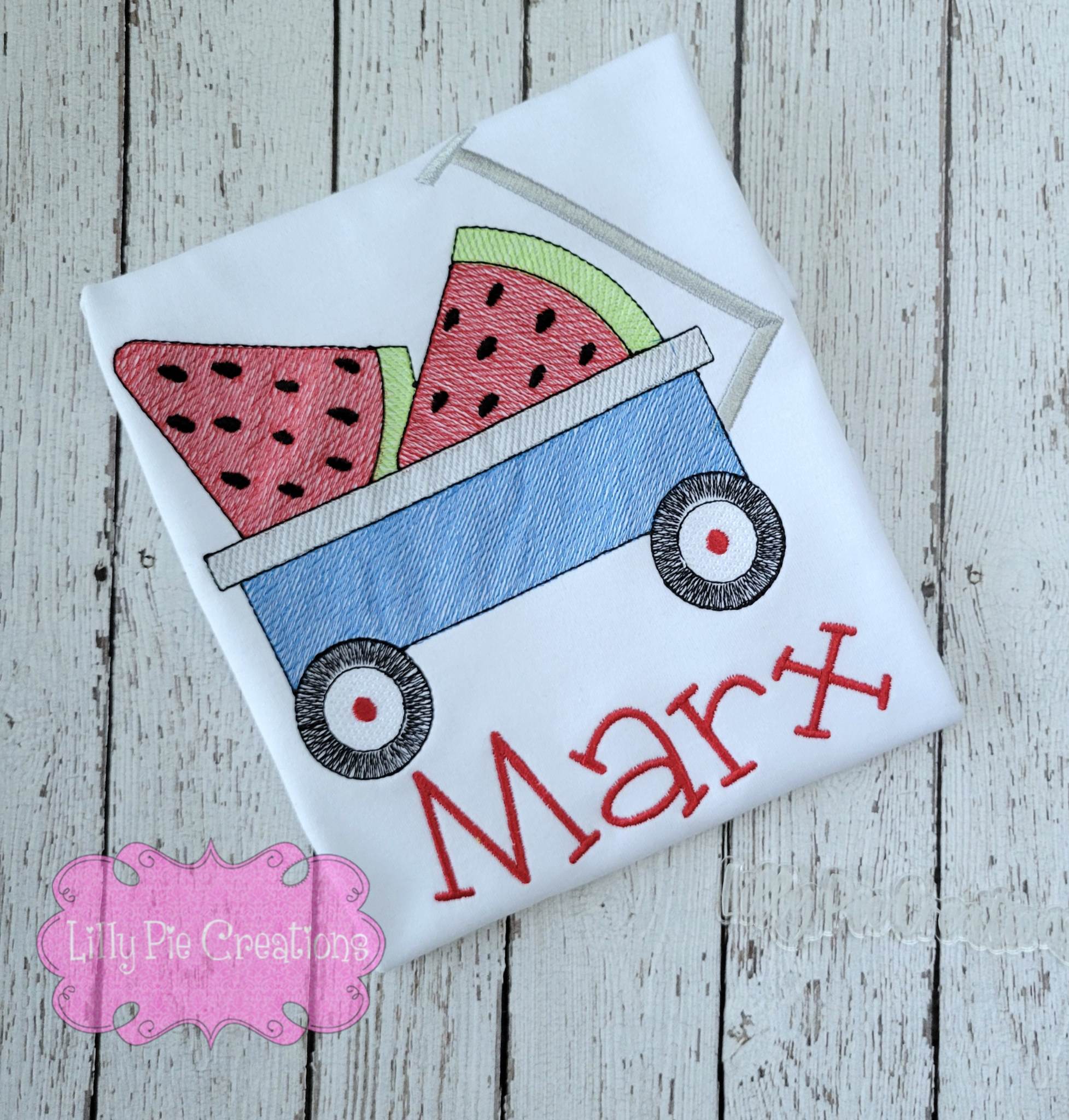 Watermelon Wagon Personalized Kids Shirt - Embroidered Summer Boys Shirt
