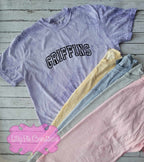 Embroidered Mascot Spirit Shirt - Curved Varsity Font Mascot T-shirt or Sweatshirt