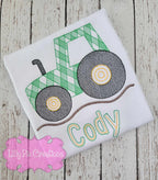 Boys Personalized Tractor Embroidered Shirt - Gingham Tractor Shirt for Toddlers
