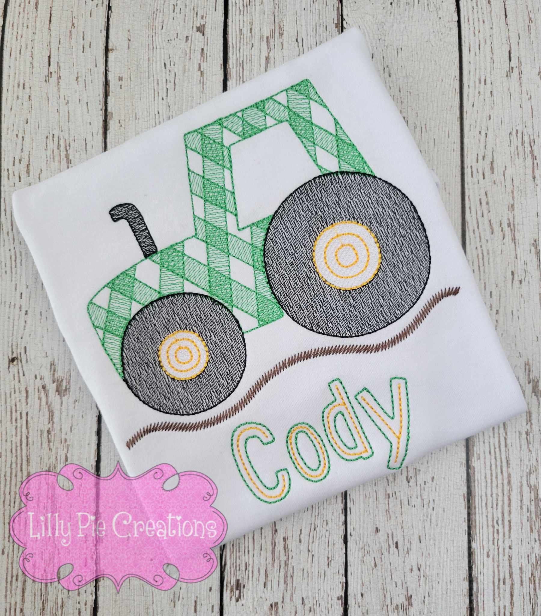 Boys Personalized Tractor Embroidered Shirt - Gingham Tractor Shirt for Toddlers