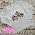 Cheetah Pumpkin Embroidered Fall Shirt - Girls Thanksgiving Shirt