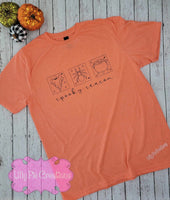 Spooky Season Orange Tarot Halloween T-Shirt - Orange, Purple and Grey Shirts Available