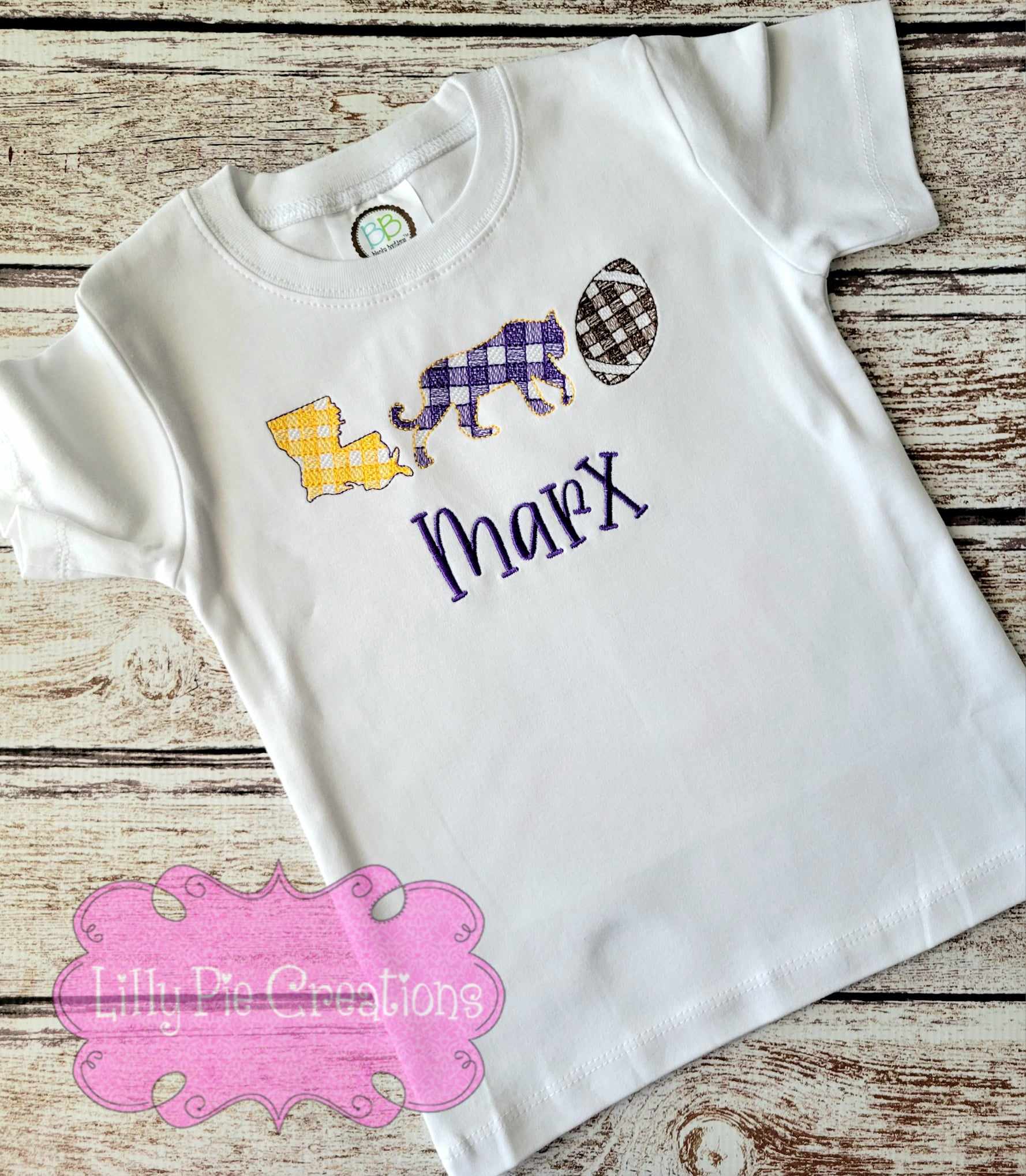 Checkered Tiger Football Trio - Boys Embroidered Shirt