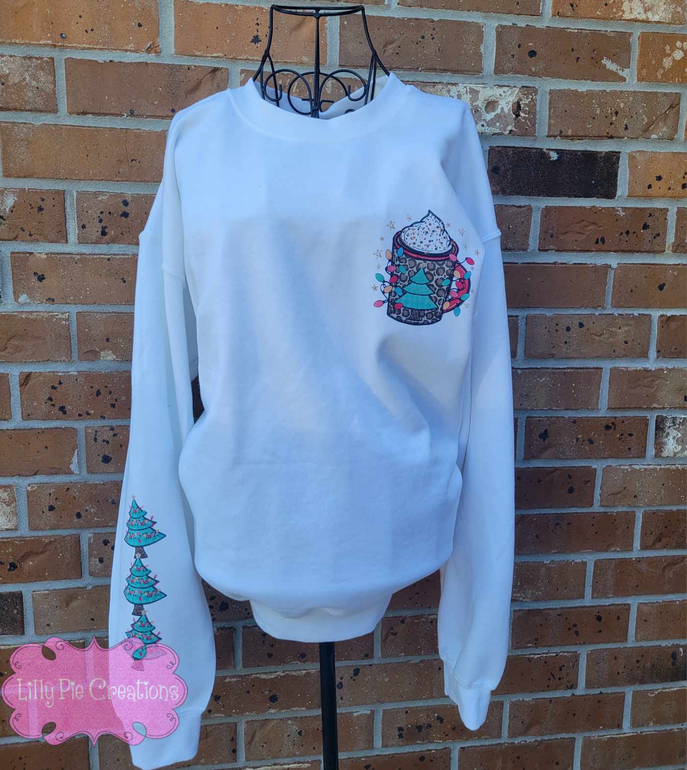 Hot Cocoa & Christmas Lights Sweatshirt - With Sleeve Detail