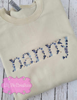 Custom Floral Word Embroidered Sweatshirt - Pink, blue or neutral designs available