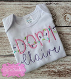 Christmas Light Embroidered Name Shirt - Traditional and Non-Traditional Christmas Colors Available.