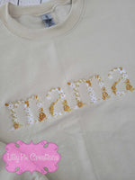 Custom Floral Word Embroidered Sweatshirt - Pink, blue or neutral designs available