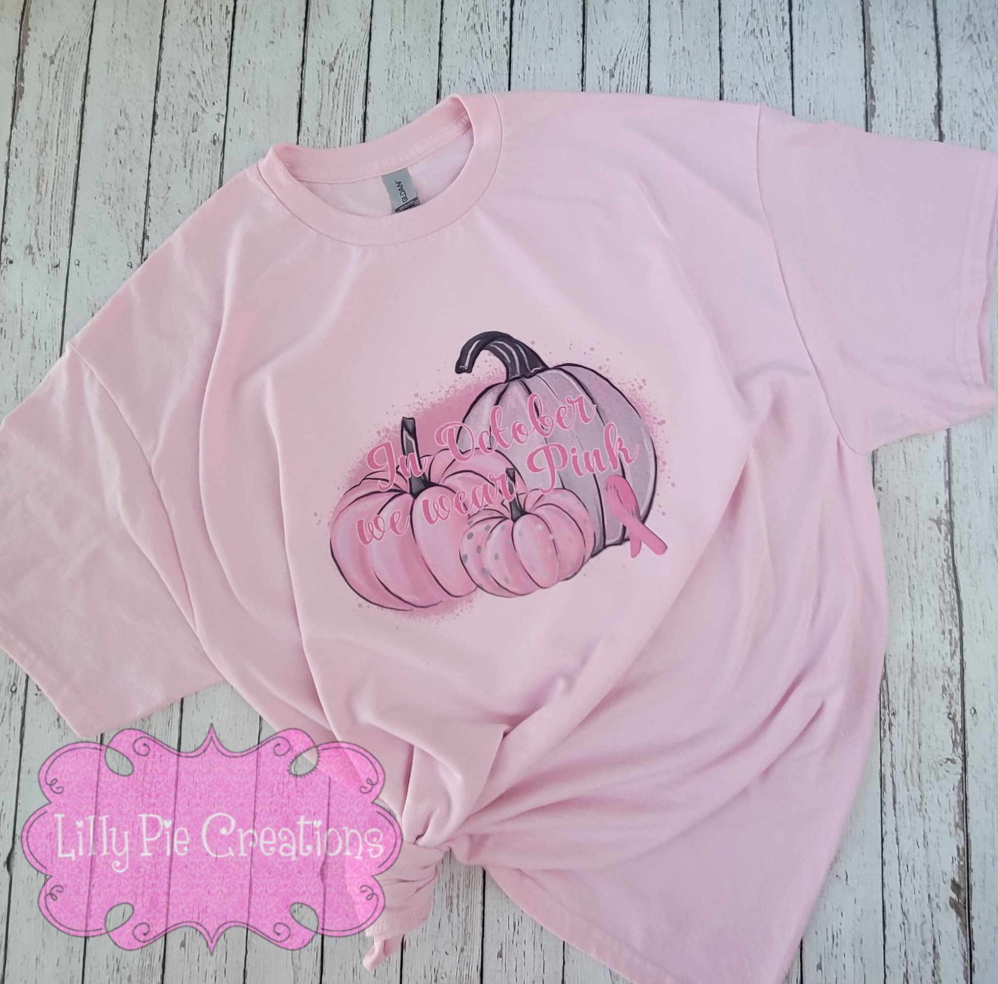 In October We Wear Pink - Pink Pumpkin T-shirt or Sweatshirt Available