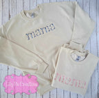 Custom Floral Word Embroidered Sweatshirt - Pink, blue or neutral designs available