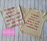 Turkey, Gravy, Beans and Rolls Toddler Tee - Funny Thanksgiving Shirt