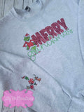 Merry Grinchmas Christmas Sweatshirt - With Sleeve Detail