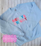 Merry & Bright Embroidered Sweatshirt - Available in Pink, Grey or Blue