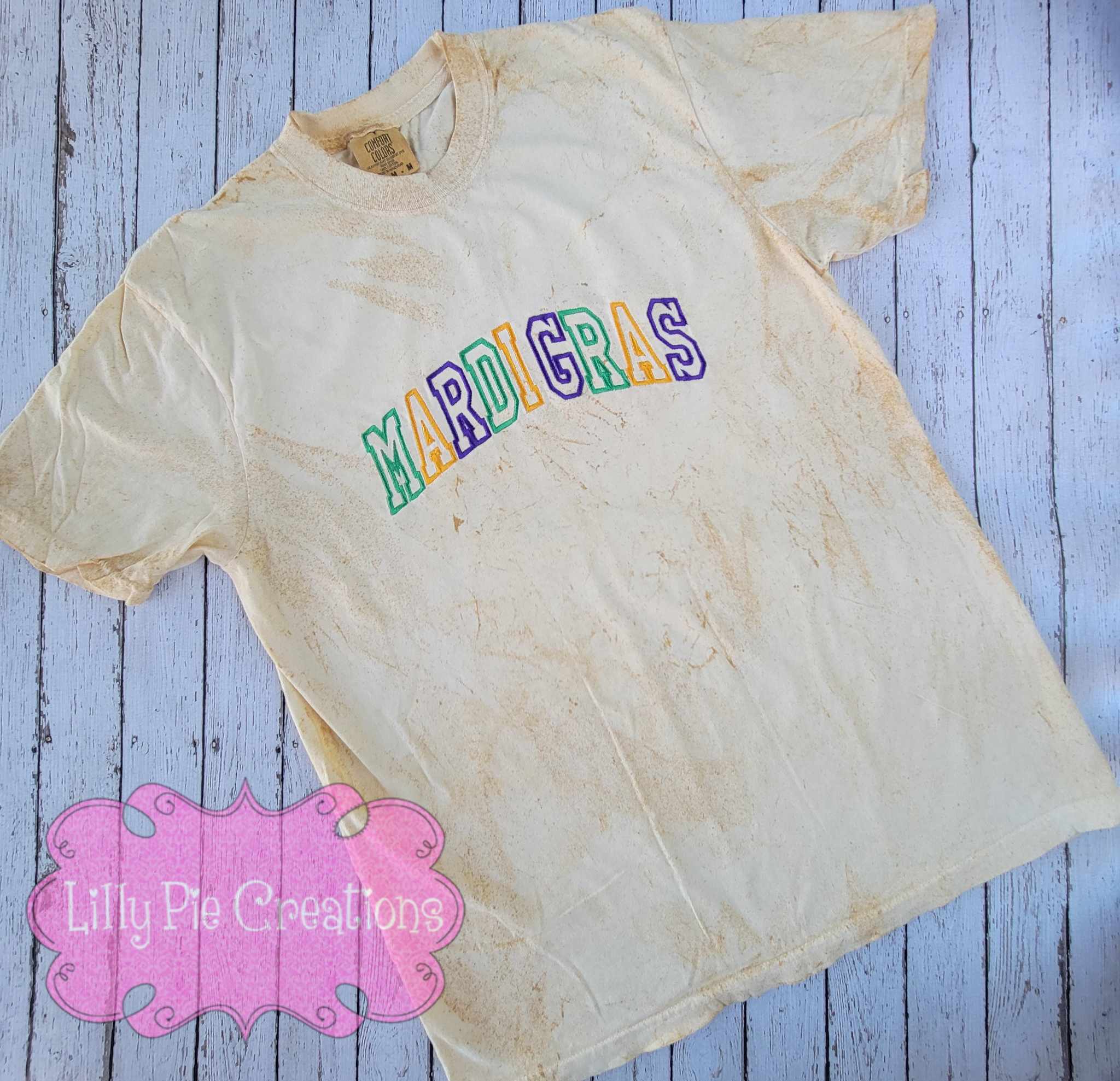 Varsity Letter Mardi Gras Color Comfort Colors T-shirt - Color Blast Mardi Gras Shirt