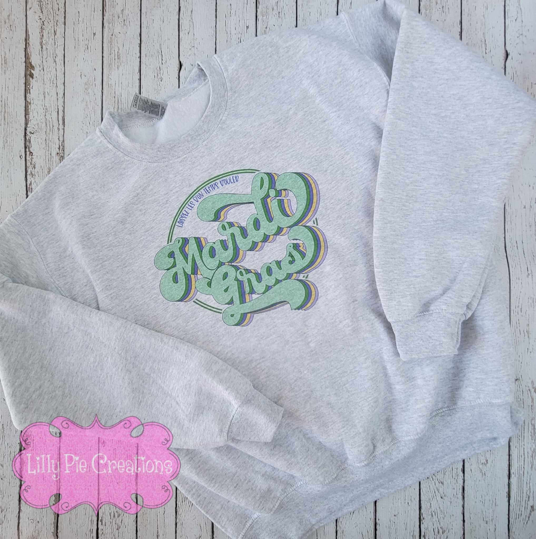 Script Mardi Gras Retro Sweatshirt - Available in T-shirt and Sweatshirt