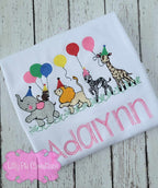 Zoo Animal Embroidered Birthday Shirt - Safari Birthday Shirt - Personalized