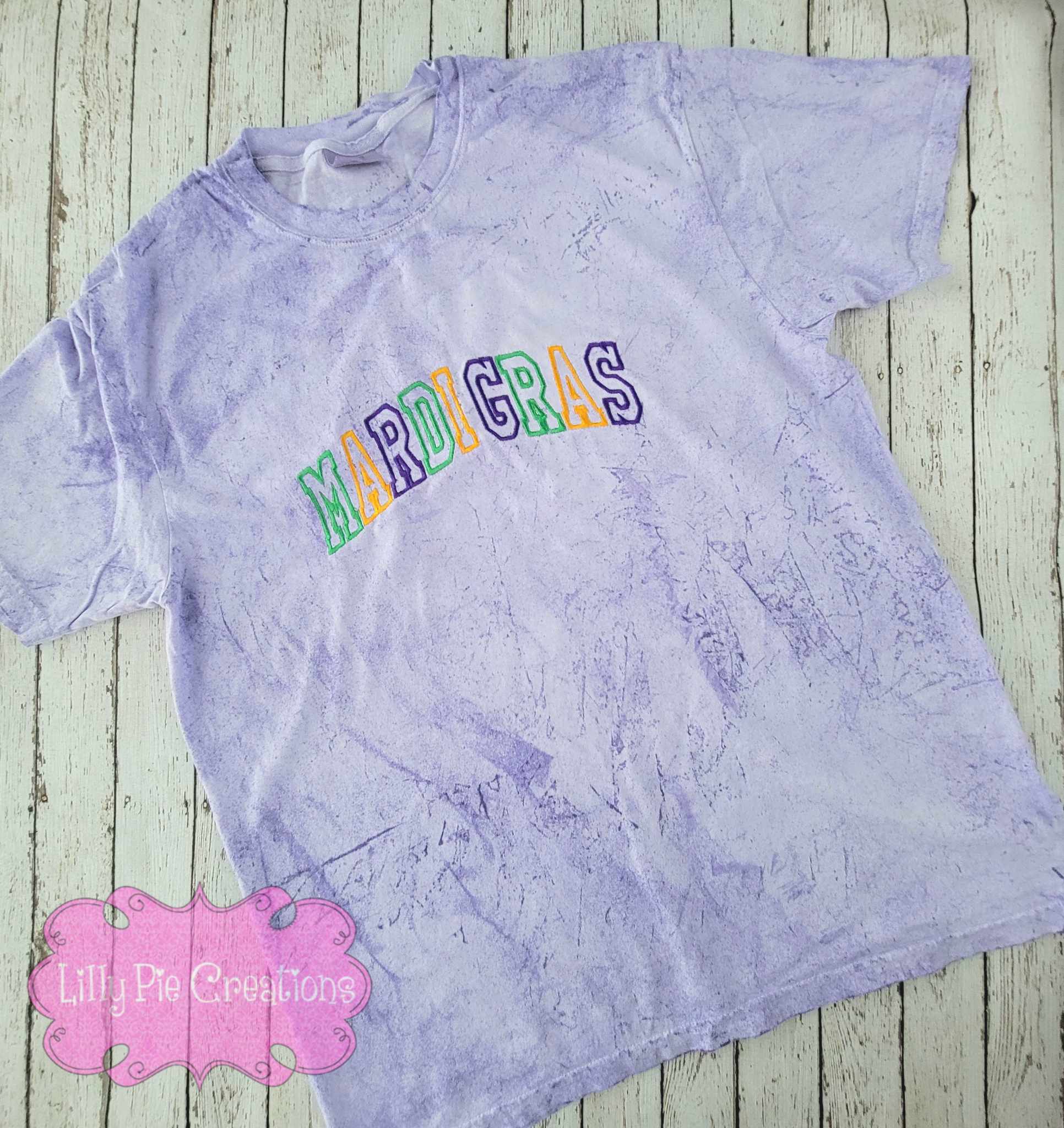 Varsity Letter Mardi Gras Color Comfort Colors T-shirt - Color Blast Mardi Gras Shirt