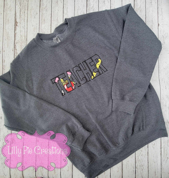 Embroidered Teacher Sweatshirt-Can be Customized