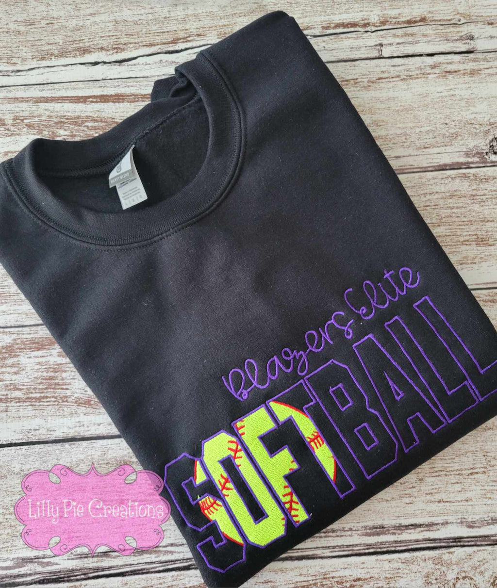 Custom Embroidered Softball Shirt/Sweatshirt - add mom, team name, or players name