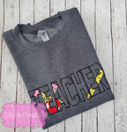 Embroidered Teacher Sweatshirt-Can be Customized