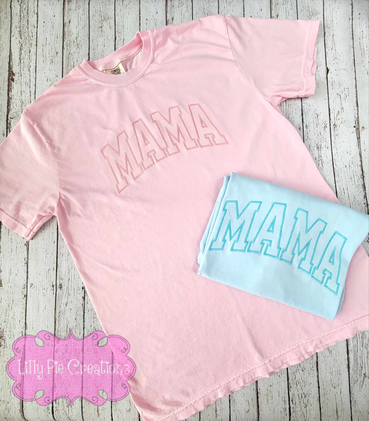 Preppy Embroidered Mama Comfort Colors Tee- Monochrome Mama Shirt