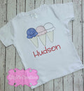 4th of July Ice Cream Trio Kids Embroidered T-shirt -Customizable