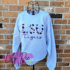 Floral School Initial and Mascot Sweatshirt - Custom Orders Welcome