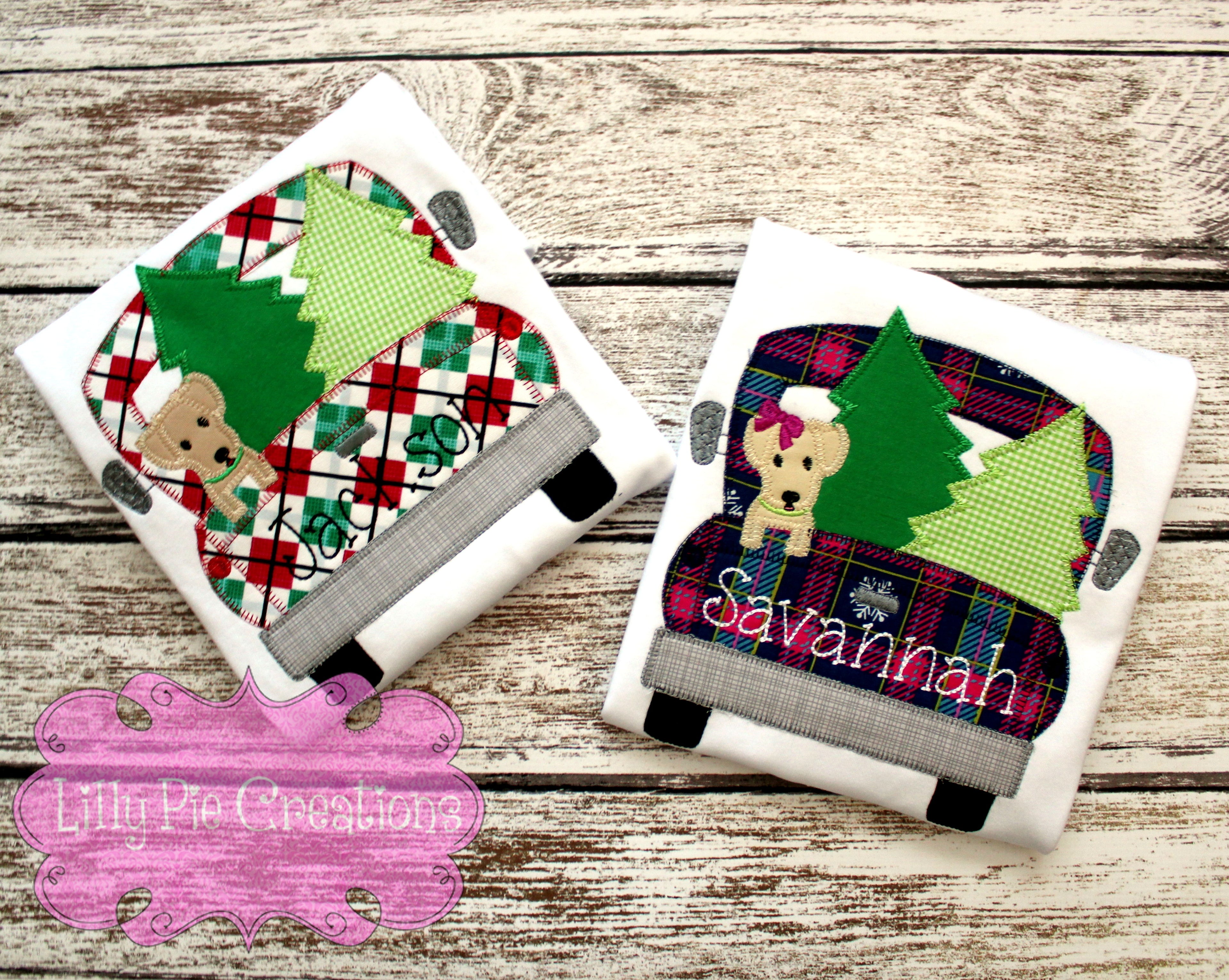 Girls Christmas Truck Applique Shirt - Girls Christmas Shirt