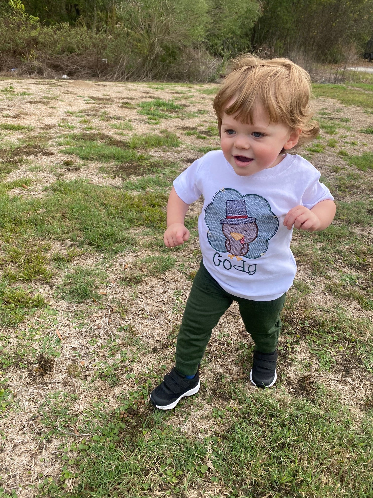 Personalized Turkey Kids Shirt - Embroidered Kids Thanksgiving Shirt