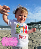 Summer Surf Board Applique Kids Shirt