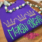 Mardi Gras Crown Trio Sweatshirt with Puff Embroidery