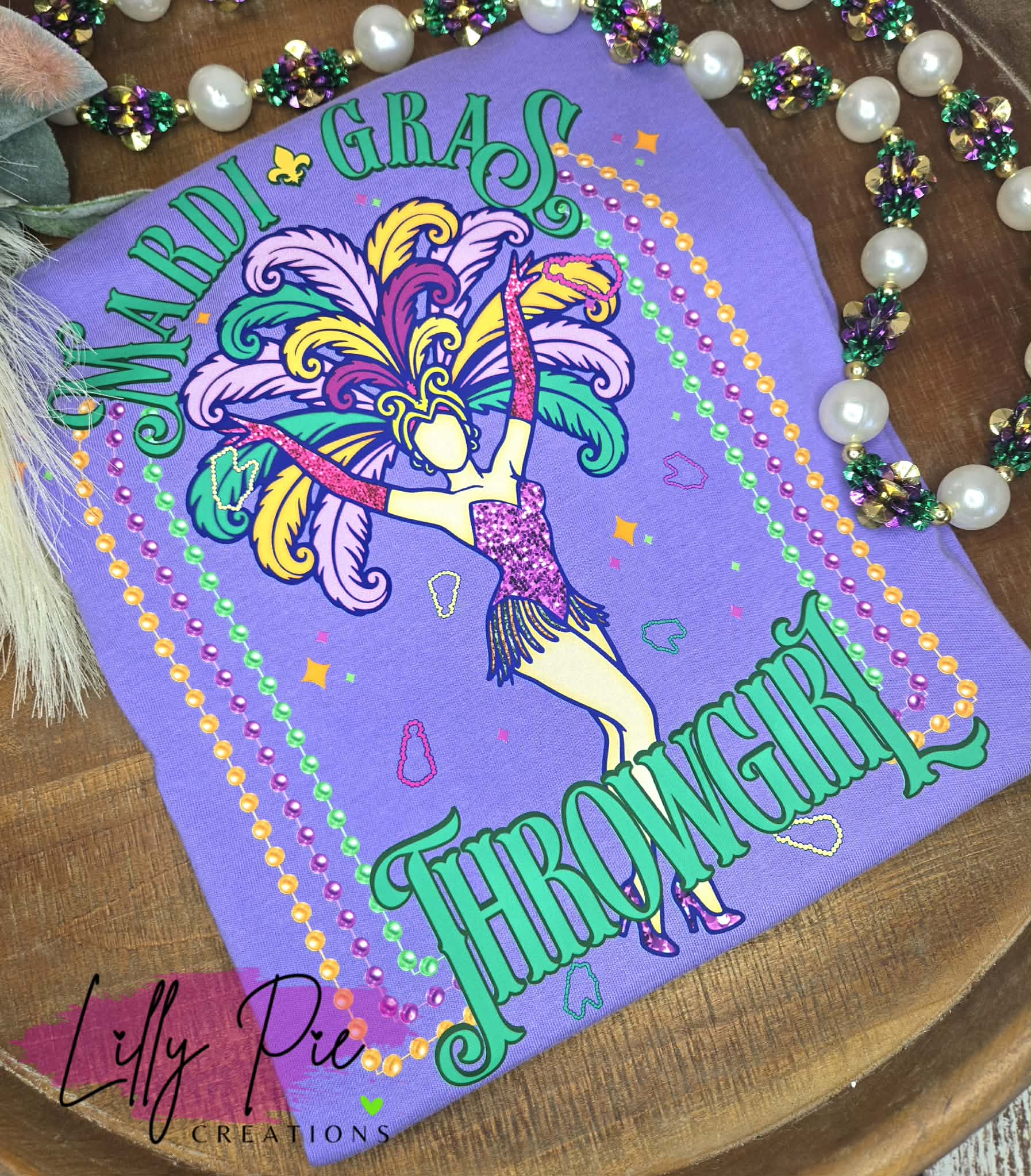 Mardi Gras Throwgirl T-shirt or Sweatshirt