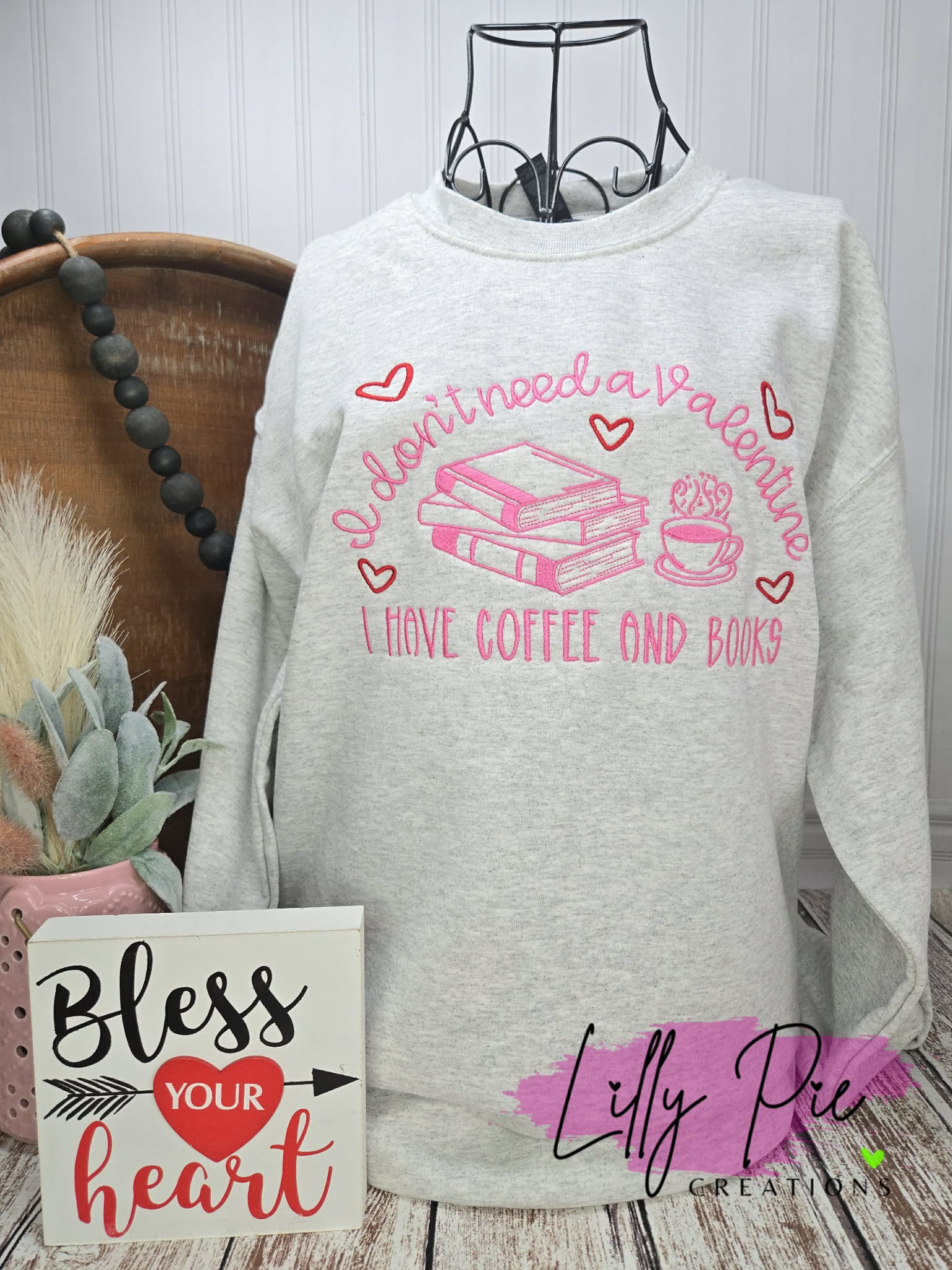 I Don't Need A Valentine, I Have Books and Coffee Sweatshirt - Bookish Valentine's Day Sweatshirt