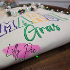 Varsity Mardi Gras Puff Embroidered Sweatshirt