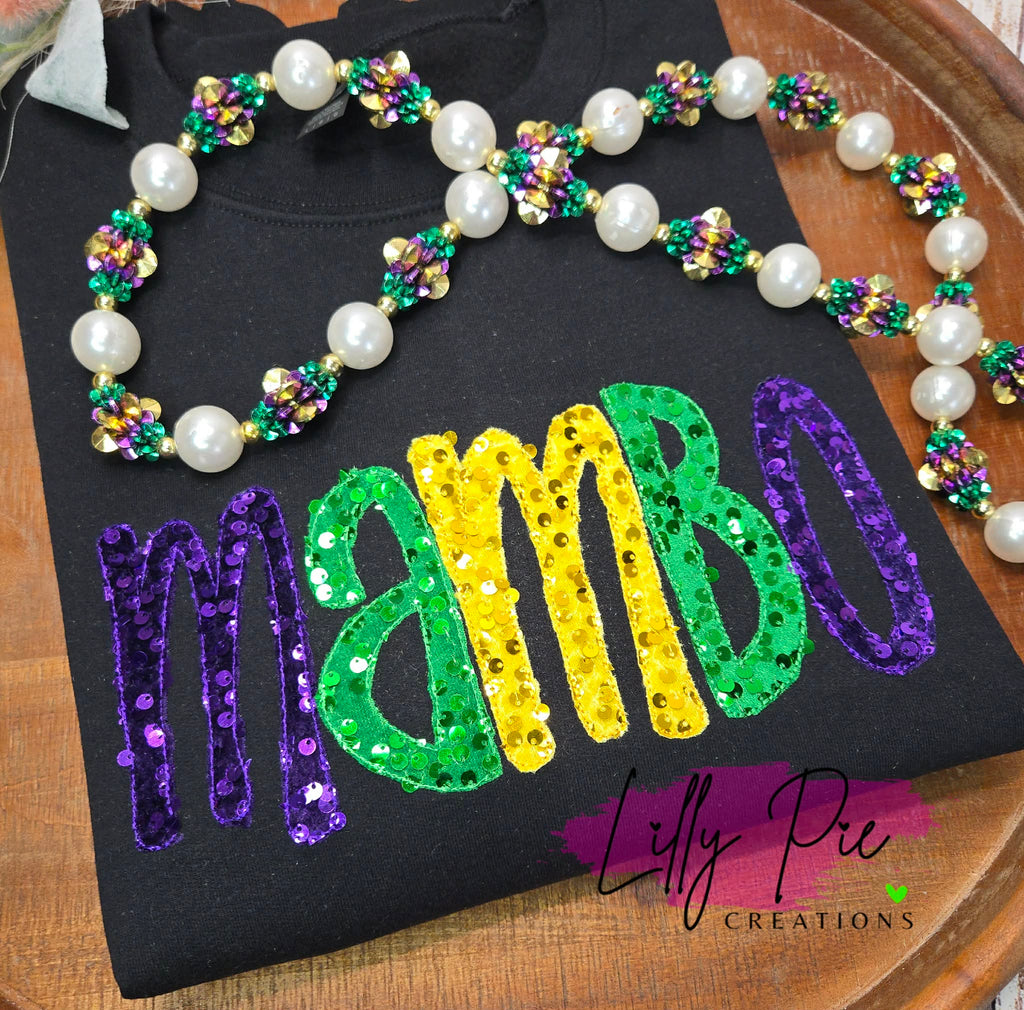 Mambo Sequin Applique Mardi Gras Sweatshirt