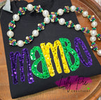 Mambo Sequin Applique Mardi Gras Sweatshirt