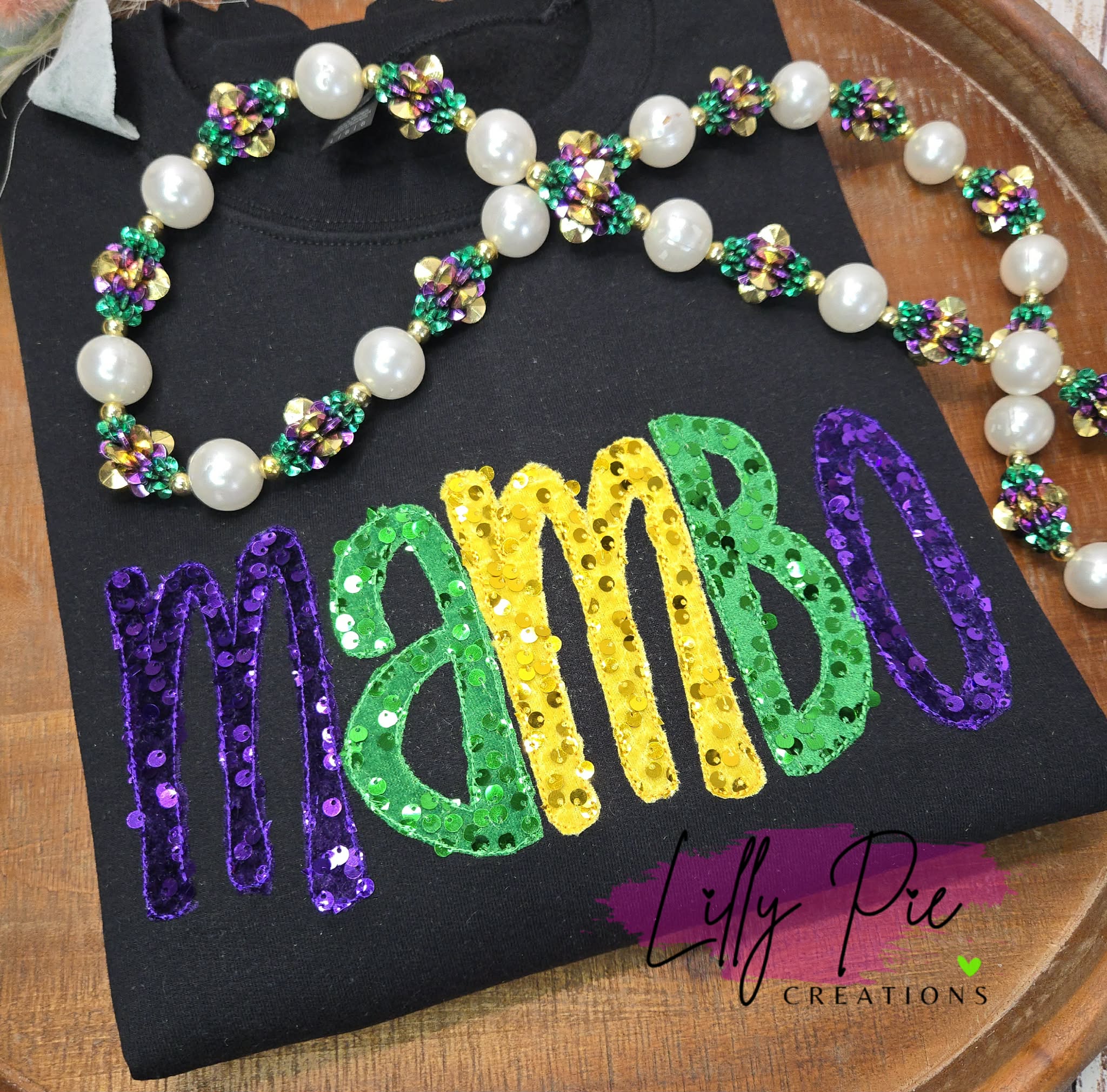 Mambo Sequin Applique Mardi Gras Sweatshirt
