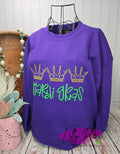 Mardi Gras Crown Trio Sweatshirt with Puff Embroidery