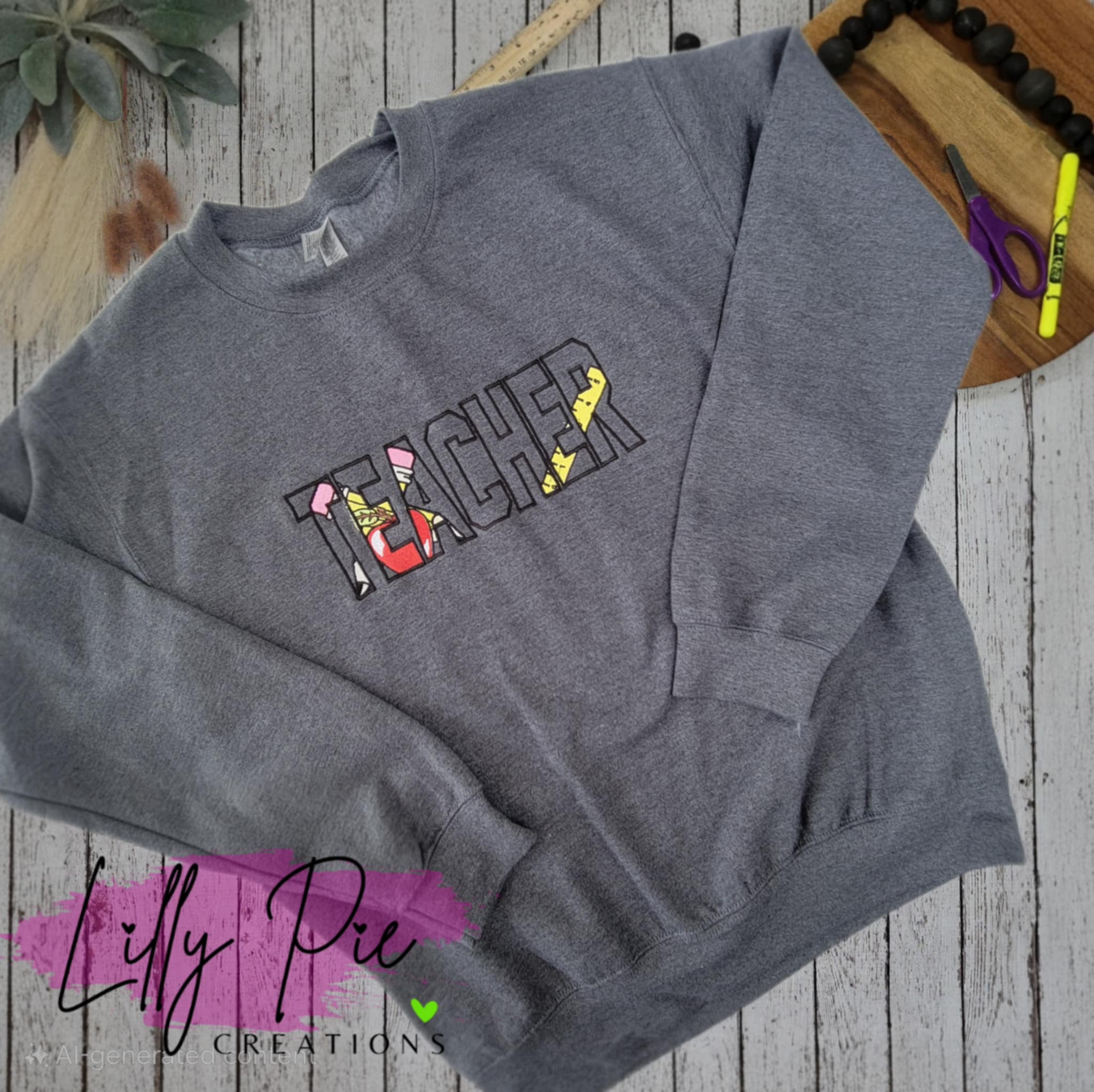 Embroidered Teacher Sweatshirt-Can be Customized