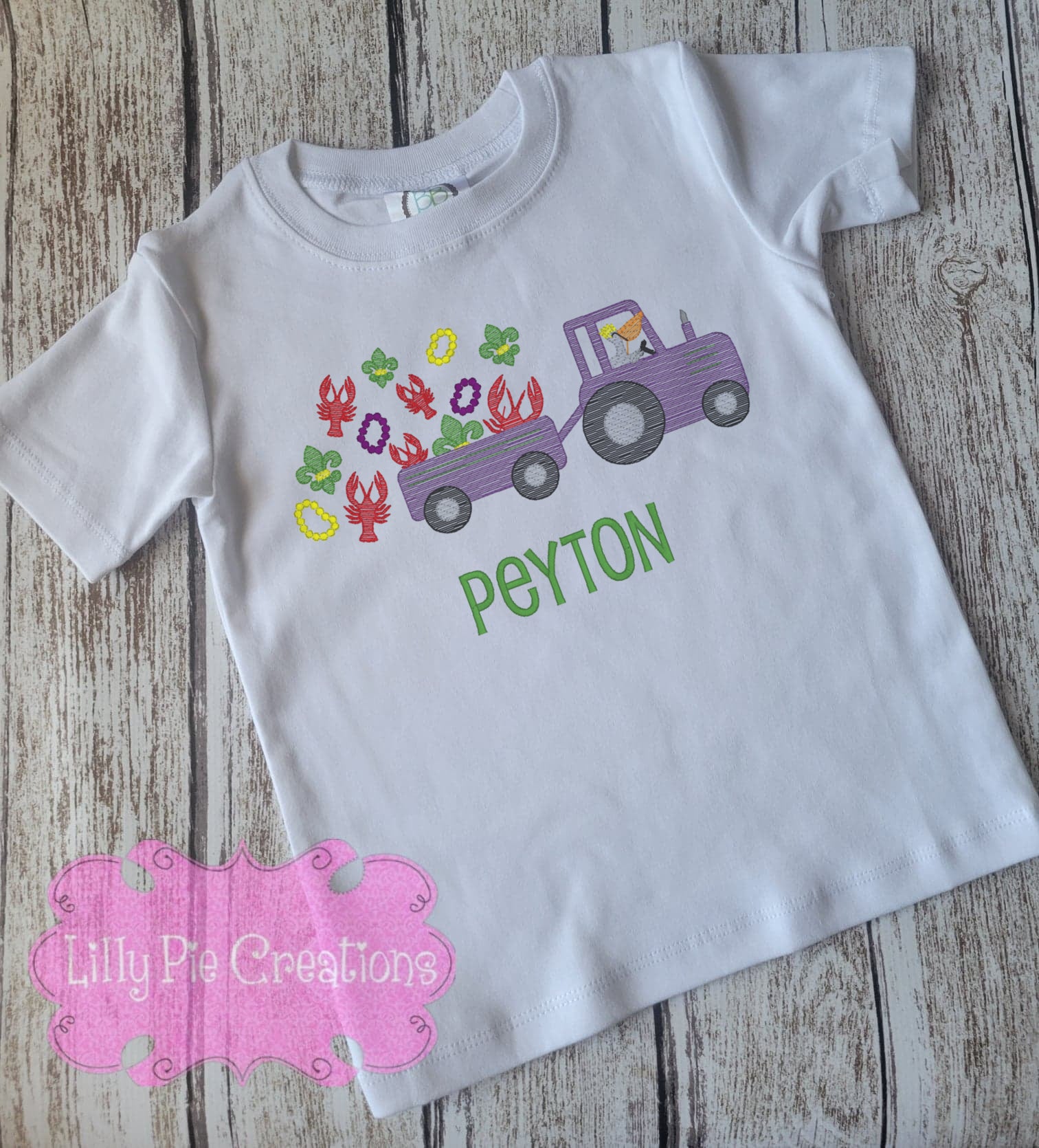 Embroidered Mardi Gras Tractor Parade Shirt - Personalized Boys Mardi Gras Shirt