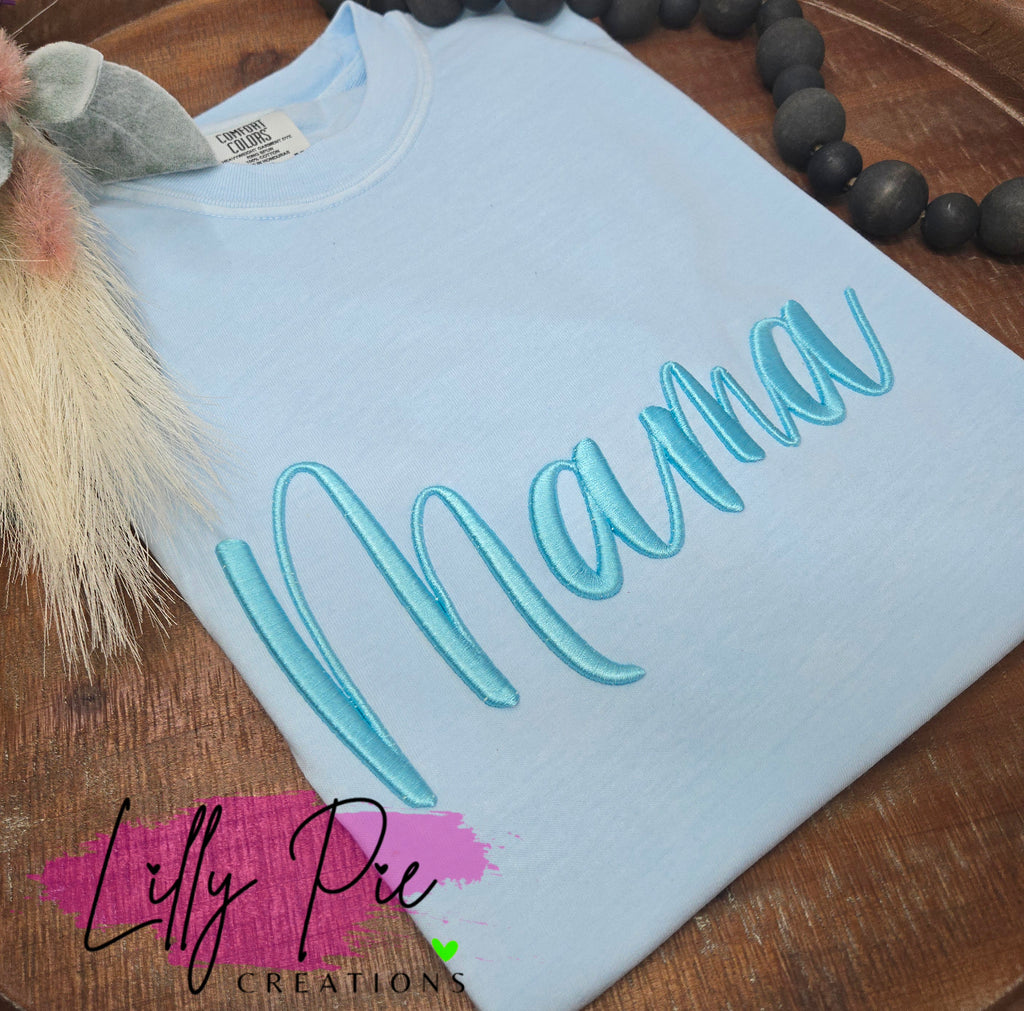 Puff Embroidered Mama Comfort Colors Tee- Monochrome Mama Shirt