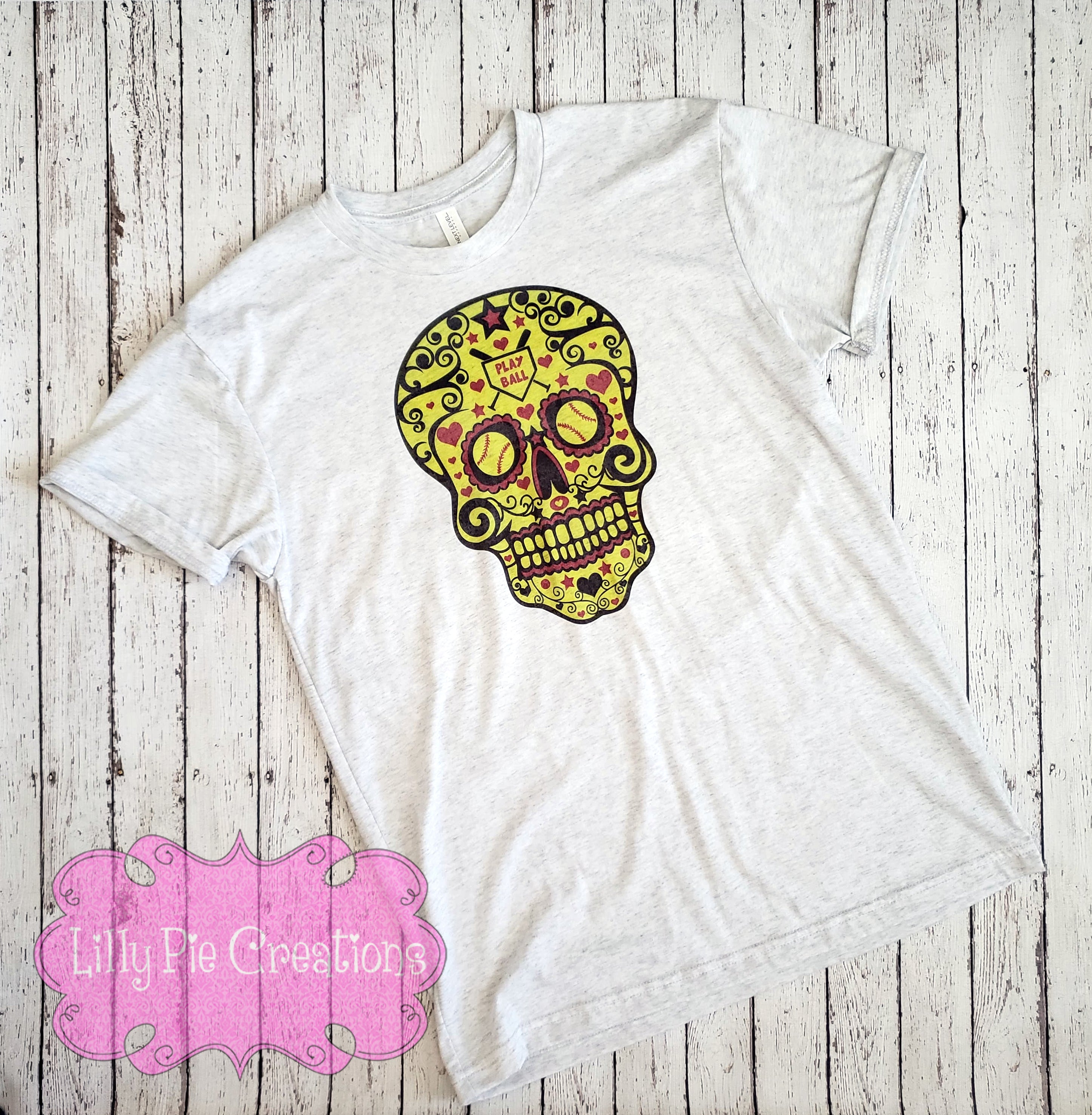 Softball Sugar Skull T-shirt - Softball Mom Shirt