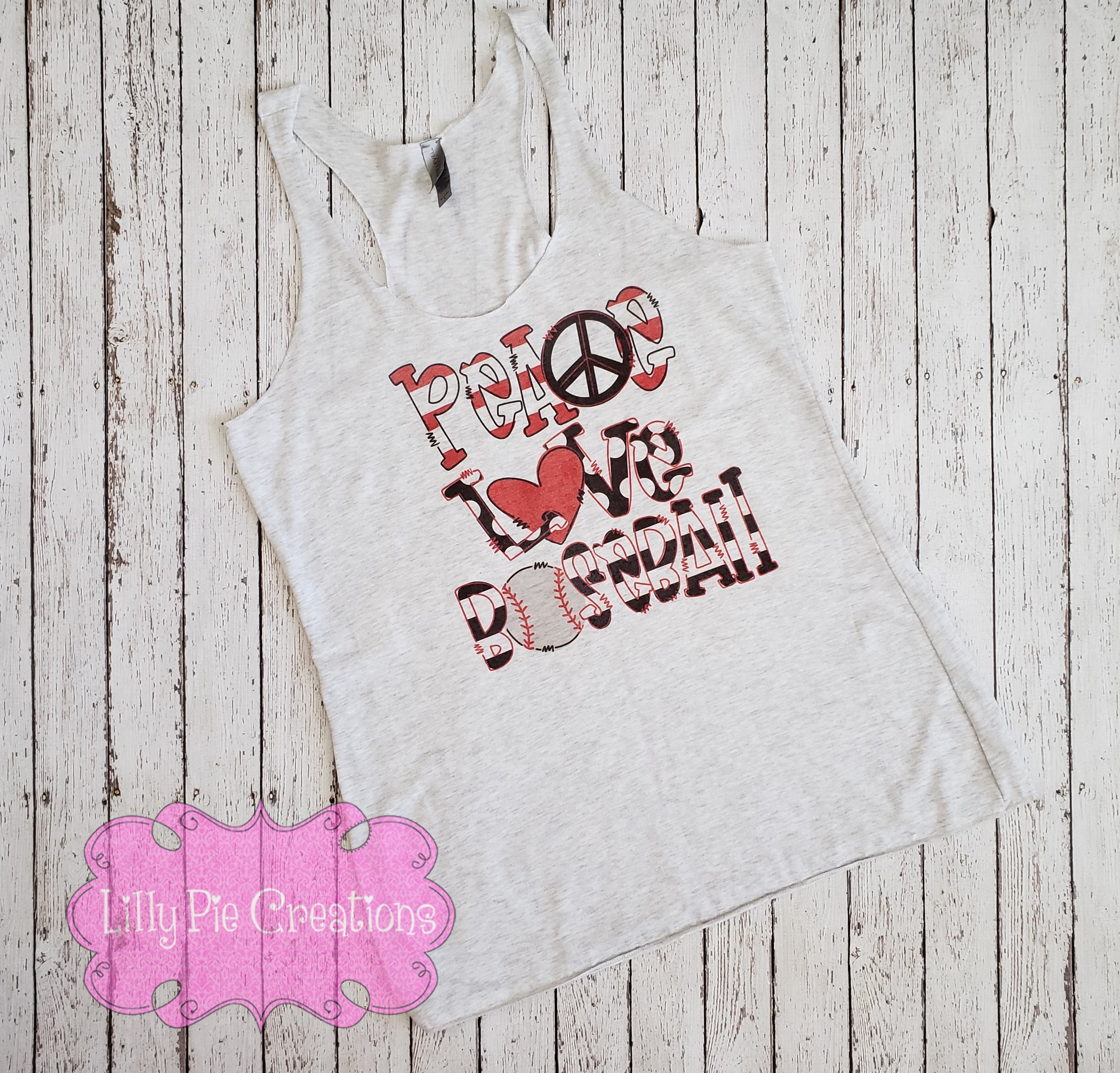 Peace Love Baseball Shirt - Baseball Mom T-shirt or tank top