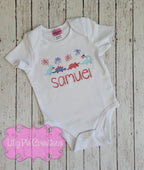 4th of July Dinosaur Parade T-shirt - Boys Embroidered 4th of July Outfit